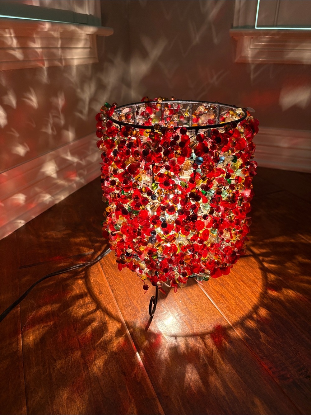 Beaded Red Accent Table Lamp